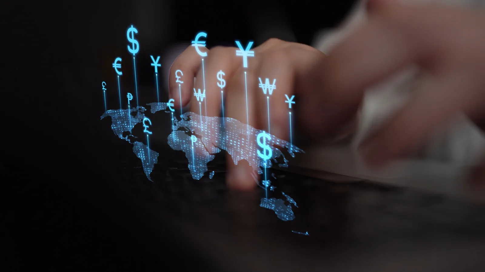 Global cross-border payment network showing multi-currency transaction flows.